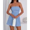 imageBTFBM Summer Womens Romper 2025 Strapless Tube Top Beach Vacation Clothes Ruffle Boho Loose Shorts Jumpsuits PocketsBlue