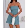 imageBTFBM Summer Womens Romper 2025 Strapless Tube Top Beach Vacation Clothes Ruffle Boho Loose Shorts Jumpsuits PocketsGrey Blue