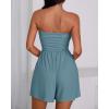 imageBTFBM Summer Womens Romper 2025 Strapless Tube Top Beach Vacation Clothes Ruffle Boho Loose Shorts Jumpsuits PocketsGrey Blue