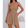 imageBTFBM Summer Womens Romper 2025 Strapless Tube Top Beach Vacation Clothes Ruffle Boho Loose Shorts Jumpsuits PocketsKhaki