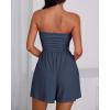 imageBTFBM Summer Womens Romper 2025 Strapless Tube Top Beach Vacation Clothes Ruffle Boho Loose Shorts Jumpsuits PocketsNavy