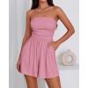 imageBTFBM Summer Womens Romper 2025 Strapless Tube Top Beach Vacation Clothes Ruffle Boho Loose Shorts Jumpsuits PocketsPink