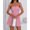 imageBTFBM Summer Womens Romper 2025 Strapless Tube Top Beach Vacation Clothes Ruffle Boho Loose Shorts Jumpsuits PocketsPink