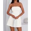 imageBTFBM Summer Womens Romper 2025 Strapless Tube Top Beach Vacation Clothes Ruffle Boho Loose Shorts Jumpsuits PocketsWhite