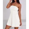 imageBTFBM Summer Womens Romper 2025 Strapless Tube Top Beach Vacation Clothes Ruffle Boho Loose Shorts Jumpsuits PocketsWhite