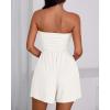 imageBTFBM Summer Womens Romper 2025 Strapless Tube Top Beach Vacation Clothes Ruffle Boho Loose Shorts Jumpsuits PocketsWhite