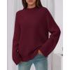 imageBTFBM Sweaters for Women 2025 Casual Crewneck Long Sleeve Loose Ribbed Knit Pullover Sweater Winter Clothes Fall OutfitsBurgundy