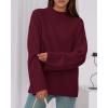 imageBTFBM Sweaters for Women 2025 Casual Crewneck Long Sleeve Loose Ribbed Knit Pullover Sweater Winter Clothes Fall OutfitsBurgundy