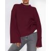 imageBTFBM Sweaters for Women 2025 Casual Crewneck Long Sleeve Loose Ribbed Knit Pullover Sweater Winter Clothes Fall OutfitsBurgundy