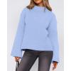 imageBTFBM Sweaters for Women 2025 Casual Crewneck Long Sleeve Loose Ribbed Knit Pullover Sweater Winter Clothes Fall OutfitsLight Blue