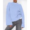 imageBTFBM Sweaters for Women 2025 Casual Crewneck Long Sleeve Loose Ribbed Knit Pullover Sweater Winter Clothes Fall OutfitsLight Blue