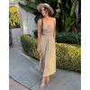 imageBTFBM Women 2025 Summer Spaghetti Strap Midi Dress Sleeveless V Neck Cutout Slit Casual Beach Party Maxi Dresses PocketsApricot