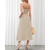 imageBTFBM Women 2025 Summer Spaghetti Strap Midi Dress Sleeveless V Neck Cutout Slit Casual Beach Party Maxi Dresses PocketsApricot