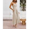 imageBTFBM Women 2025 Summer Spaghetti Strap Midi Dress Sleeveless V Neck Cutout Slit Casual Beach Party Maxi Dresses PocketsApricot