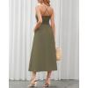 imageBTFBM Women 2025 Summer Spaghetti Strap Midi Dress Sleeveless V Neck Cutout Slit Casual Beach Party Maxi Dresses PocketsArmy Green