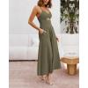 imageBTFBM Women 2025 Summer Spaghetti Strap Midi Dress Sleeveless V Neck Cutout Slit Casual Beach Party Maxi Dresses PocketsArmy Green