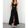 imageBTFBM Women 2025 Summer Spaghetti Strap Midi Dress Sleeveless V Neck Cutout Slit Casual Beach Party Maxi Dresses PocketsBlack