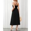 imageBTFBM Women 2025 Summer Spaghetti Strap Midi Dress Sleeveless V Neck Cutout Slit Casual Beach Party Maxi Dresses PocketsBlack