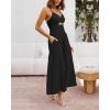 imageBTFBM Women 2025 Summer Spaghetti Strap Midi Dress Sleeveless V Neck Cutout Slit Casual Beach Party Maxi Dresses PocketsBlack