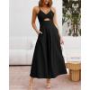 imageBTFBM Women 2025 Summer Spaghetti Strap Midi Dress Sleeveless V Neck Cutout Slit Casual Beach Party Maxi Dresses PocketsBlack