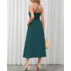 imageBTFBM Women 2025 Summer Spaghetti Strap Midi Dress Sleeveless V Neck Cutout Slit Casual Beach Party Maxi Dresses PocketsBlue Green