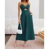 imageBTFBM Women 2025 Summer Spaghetti Strap Midi Dress Sleeveless V Neck Cutout Slit Casual Beach Party Maxi Dresses PocketsBlue Green
