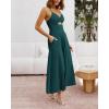 imageBTFBM Women 2025 Summer Spaghetti Strap Midi Dress Sleeveless V Neck Cutout Slit Casual Beach Party Maxi Dresses PocketsBlue Green