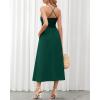 imageBTFBM Women 2025 Summer Spaghetti Strap Midi Dress Sleeveless V Neck Cutout Slit Casual Beach Party Maxi Dresses PocketsDark Green