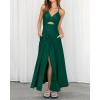 imageBTFBM Women 2025 Summer Spaghetti Strap Midi Dress Sleeveless V Neck Cutout Slit Casual Beach Party Maxi Dresses PocketsDark Green