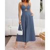 imageBTFBM Women 2025 Summer Spaghetti Strap Midi Dress Sleeveless V Neck Cutout Slit Casual Beach Party Maxi Dresses PocketsDark Grey Blue