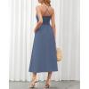 imageBTFBM Women 2025 Summer Spaghetti Strap Midi Dress Sleeveless V Neck Cutout Slit Casual Beach Party Maxi Dresses PocketsDark Grey Blue