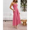 imageBTFBM Women 2025 Summer Spaghetti Strap Midi Dress Sleeveless V Neck Cutout Slit Casual Beach Party Maxi Dresses PocketsDark Pink