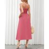 imageBTFBM Women 2025 Summer Spaghetti Strap Midi Dress Sleeveless V Neck Cutout Slit Casual Beach Party Maxi Dresses PocketsDark Pink