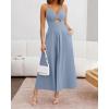 imageBTFBM Women 2025 Summer Spaghetti Strap Midi Dress Sleeveless V Neck Cutout Slit Casual Beach Party Maxi Dresses PocketsGrey Blue