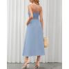 imageBTFBM Women 2025 Summer Spaghetti Strap Midi Dress Sleeveless V Neck Cutout Slit Casual Beach Party Maxi Dresses PocketsGrey Blue