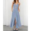 imageBTFBM Women 2025 Summer Spaghetti Strap Midi Dress Sleeveless V Neck Cutout Slit Casual Beach Party Maxi Dresses PocketsGrey Blue