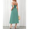 imageBTFBM Women 2025 Summer Spaghetti Strap Midi Dress Sleeveless V Neck Cutout Slit Casual Beach Party Maxi Dresses PocketsGrey Green