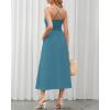 imageBTFBM Women 2025 Summer Spaghetti Strap Midi Dress Sleeveless V Neck Cutout Slit Casual Beach Party Maxi Dresses PocketsLake Blue