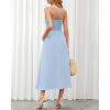 imageBTFBM Women 2025 Summer Spaghetti Strap Midi Dress Sleeveless V Neck Cutout Slit Casual Beach Party Maxi Dresses PocketsLight Blue