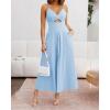 imageBTFBM Women 2025 Summer Spaghetti Strap Midi Dress Sleeveless V Neck Cutout Slit Casual Beach Party Maxi Dresses PocketsLight Blue
