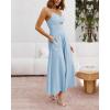 imageBTFBM Women 2025 Summer Spaghetti Strap Midi Dress Sleeveless V Neck Cutout Slit Casual Beach Party Maxi Dresses PocketsLight Blue