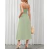 imageBTFBM Women 2025 Summer Spaghetti Strap Midi Dress Sleeveless V Neck Cutout Slit Casual Beach Party Maxi Dresses PocketsLight Green