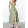 imageBTFBM Women 2025 Summer Spaghetti Strap Midi Dress Sleeveless V Neck Cutout Slit Casual Beach Party Maxi Dresses PocketsLight Green