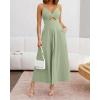 imageBTFBM Women 2025 Summer Spaghetti Strap Midi Dress Sleeveless V Neck Cutout Slit Casual Beach Party Maxi Dresses PocketsLight Green