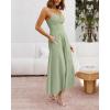 imageBTFBM Women 2025 Summer Spaghetti Strap Midi Dress Sleeveless V Neck Cutout Slit Casual Beach Party Maxi Dresses PocketsLight Green