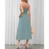 imageBTFBM Women 2025 Summer Spaghetti Strap Midi Dress Sleeveless V Neck Cutout Slit Casual Beach Party Maxi Dresses PocketsLight Lake Blue