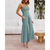 imageBTFBM Women 2025 Summer Spaghetti Strap Midi Dress Sleeveless V Neck Cutout Slit Casual Beach Party Maxi Dresses PocketsLight Lake Blue