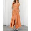 imageBTFBM Women 2025 Summer Spaghetti Strap Midi Dress Sleeveless V Neck Cutout Slit Casual Beach Party Maxi Dresses PocketsLight Orange