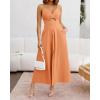 imageBTFBM Women 2025 Summer Spaghetti Strap Midi Dress Sleeveless V Neck Cutout Slit Casual Beach Party Maxi Dresses PocketsLight Orange