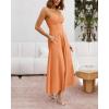 imageBTFBM Women 2025 Summer Spaghetti Strap Midi Dress Sleeveless V Neck Cutout Slit Casual Beach Party Maxi Dresses PocketsLight Orange